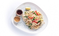 Thai Style Rice Noodles with Chicken, Sprouts