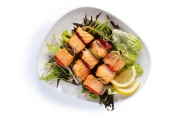 Salmon Satay (Served with Mediterranean Greens)